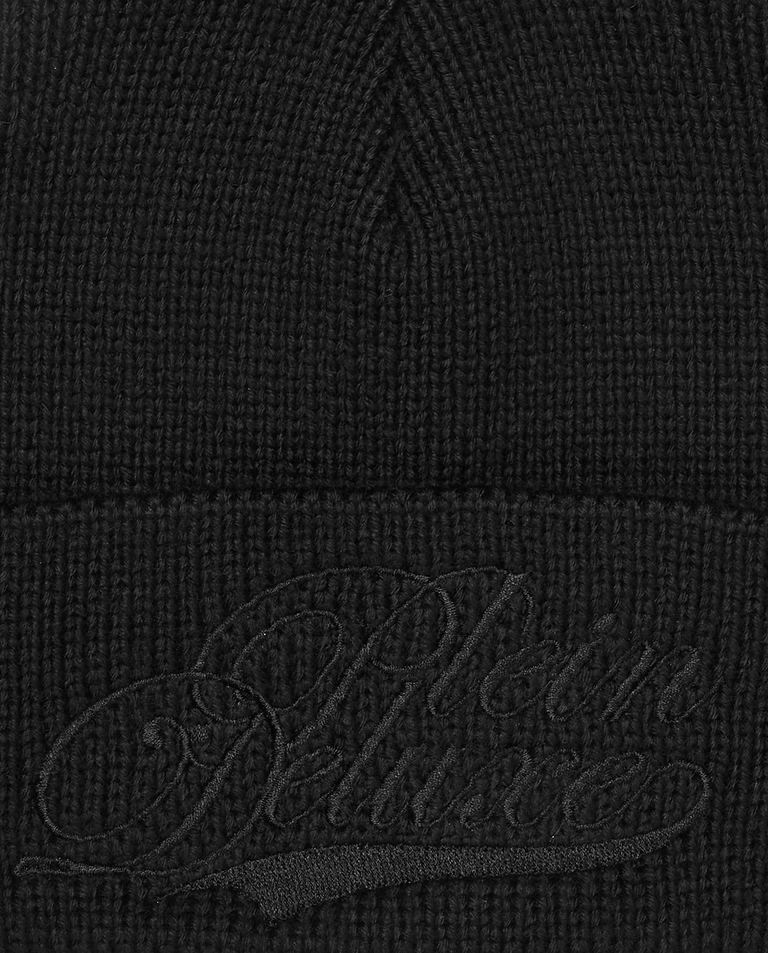 Czarna czapka Plein Deluxe z wełną - Image #2