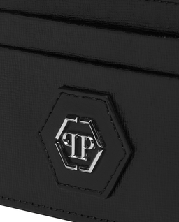 Czarne skórzane etui na karty Hexagon - Image #2