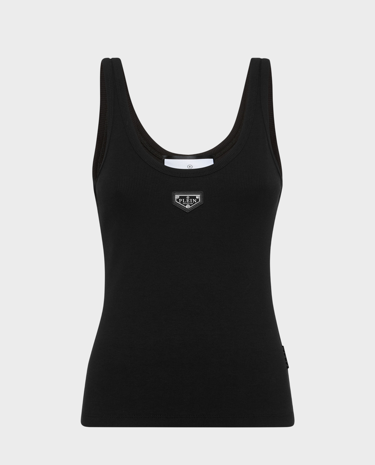 Czarny tank top z logo