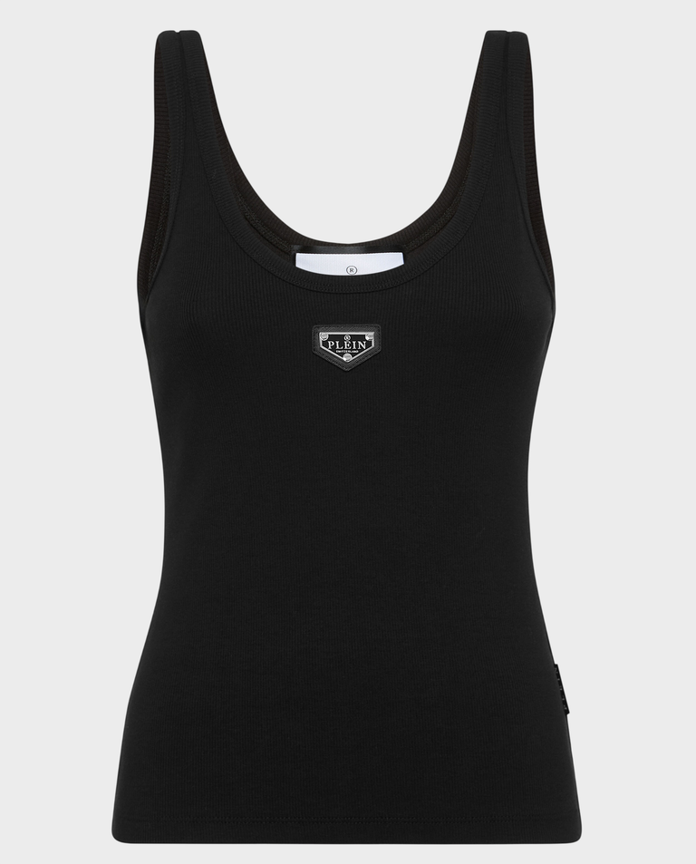 Czarny tank top z logo