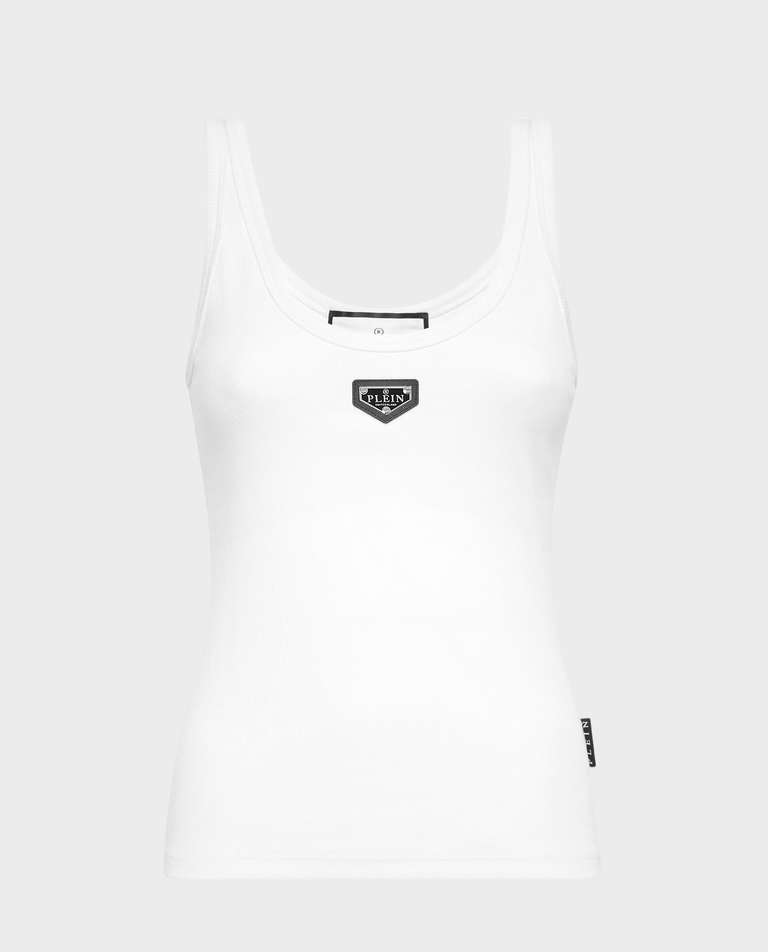 Biały tank top z logo