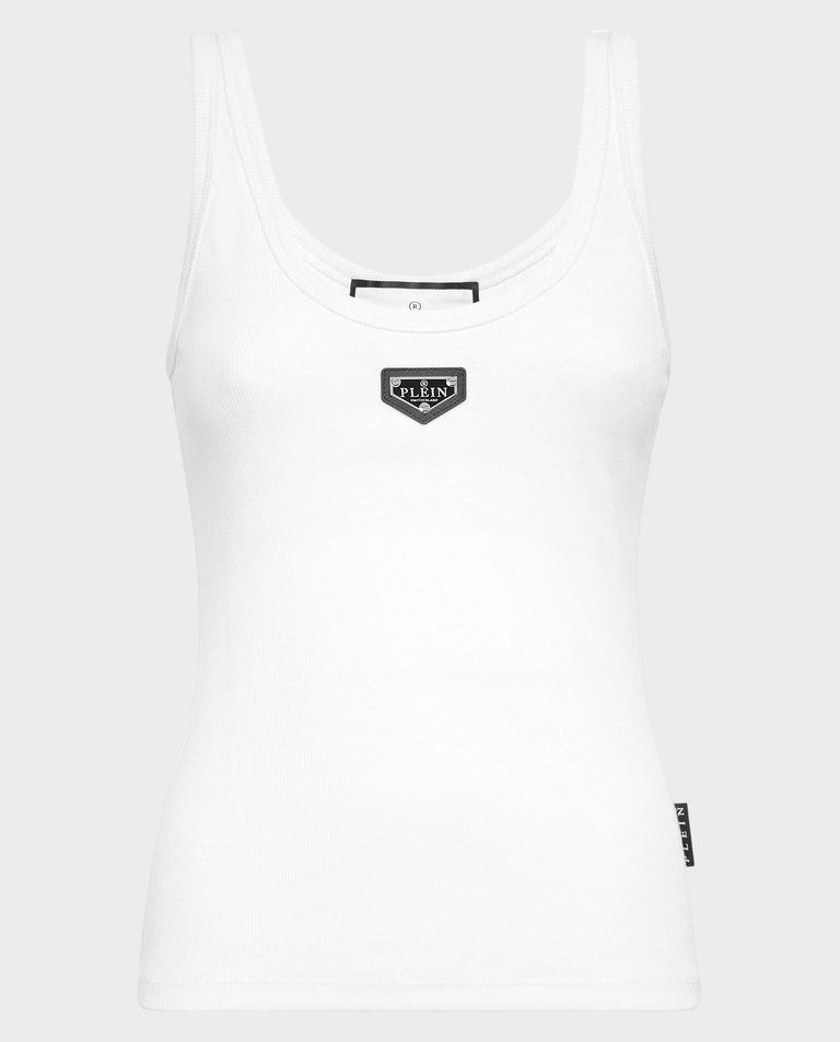 Biały tank top z logo