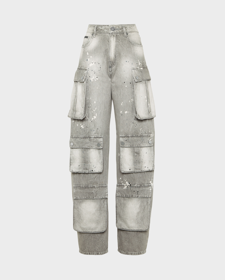 Szare jeansy cargo - Image #1