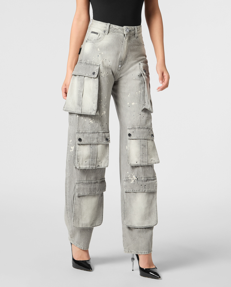 Szare jeansy cargo - Image #0