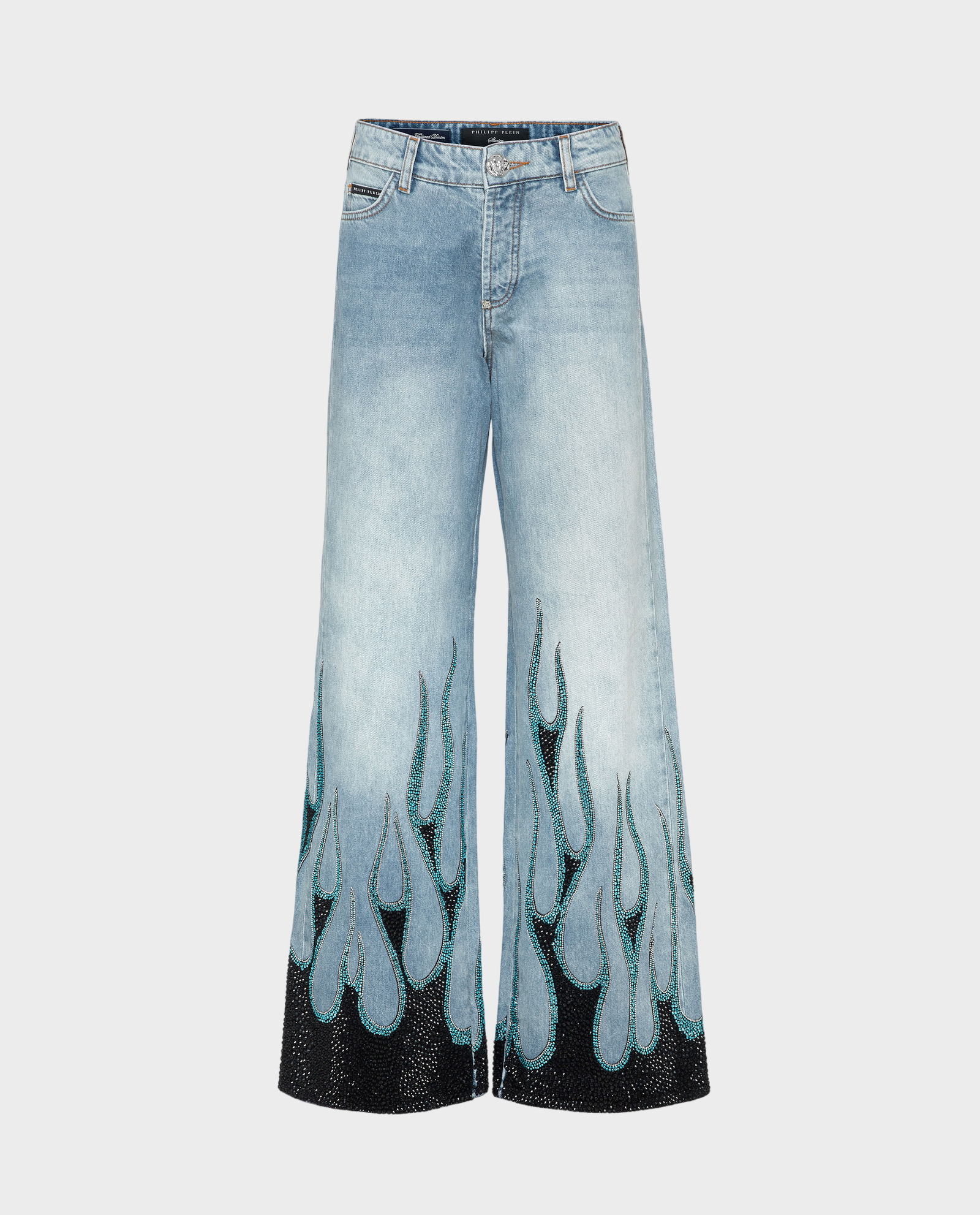 Jeansy Skater Fit Strass Flame - Image #1