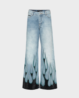 Jeansy Skater Fit Strass Flame - Image #1
