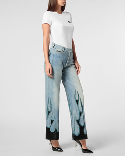 Jeansy Skater Fit Strass Flame - Image #2