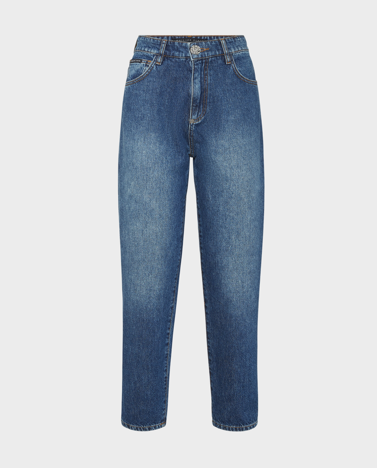 Niebieskie jeansy Mom Fit - Image #1