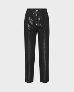 Czarne błyszczące jeansy Mom Fit - Image #1