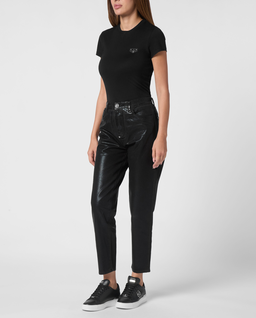 Czarne błyszczące jeansy Mom Fit - Image #2