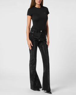 Czarne jeansy Flare Fit Strass - Image #2