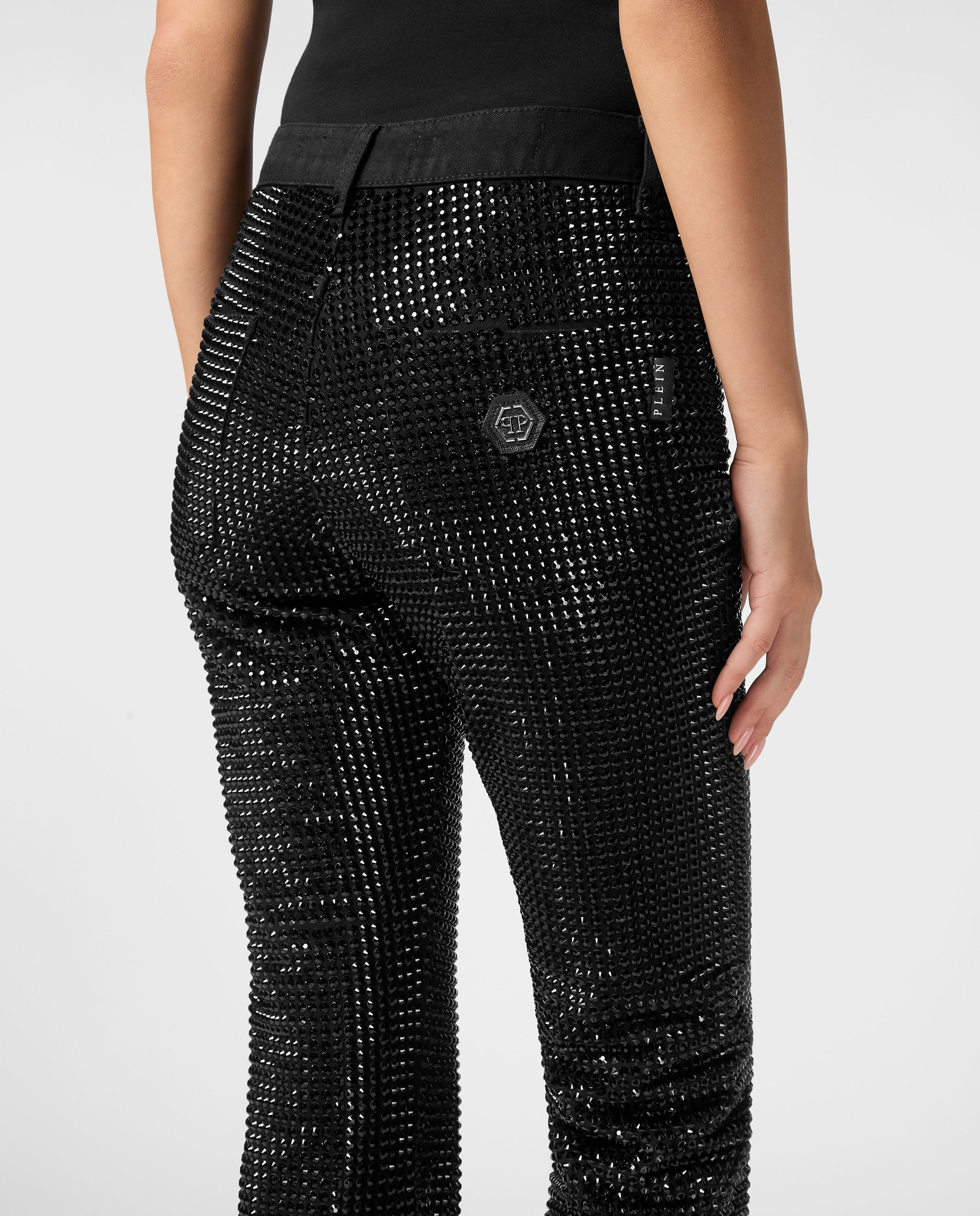 Czarne jeansy Flare Fit Strass - Image #4