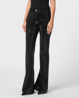 Czarne jeansy Flare Fit Strass - Image #0