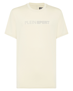 Kremowy t-shirt z logo - Image #1
