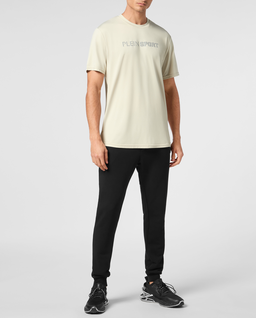 Kremowy t-shirt z logo - Image #3