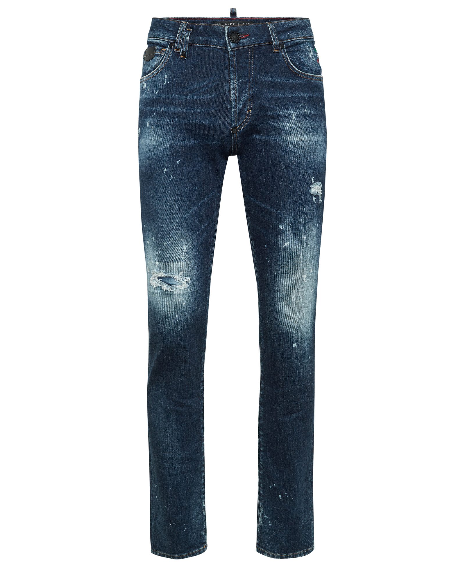 Granatowe jeansy z przetarciami Super Straight - Image #1