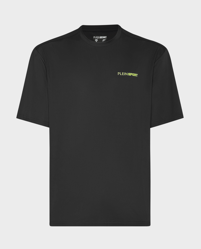 Czarny t-shirt sportowy z logo