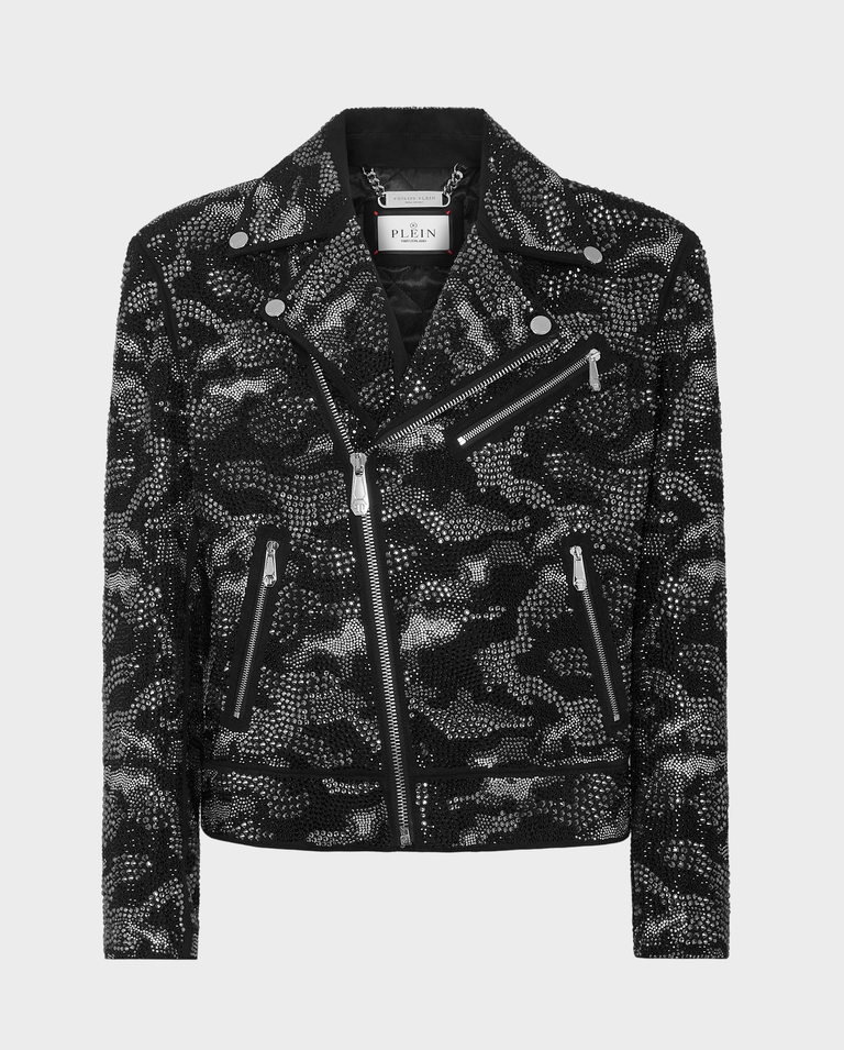 Zamszowa kurtka motocyklowa Strass Camouflage