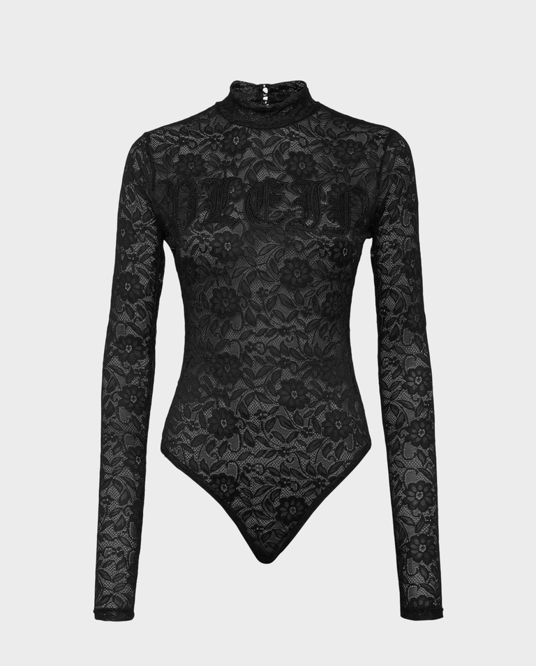 Czarne koronkowe body