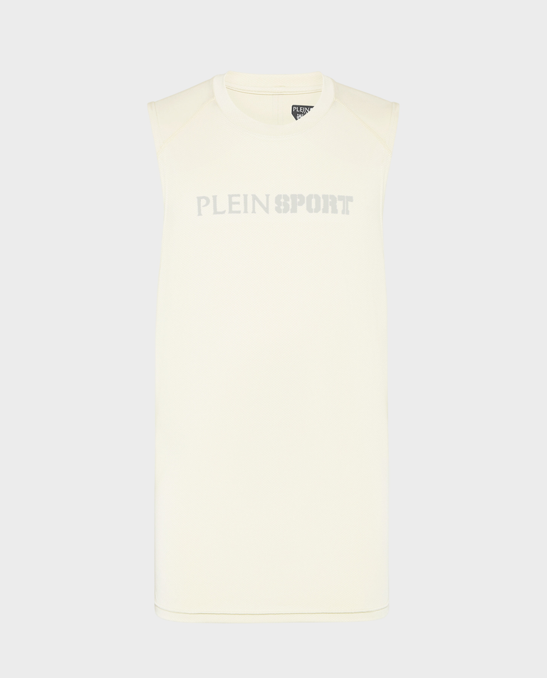 Kremowy tank top z logo