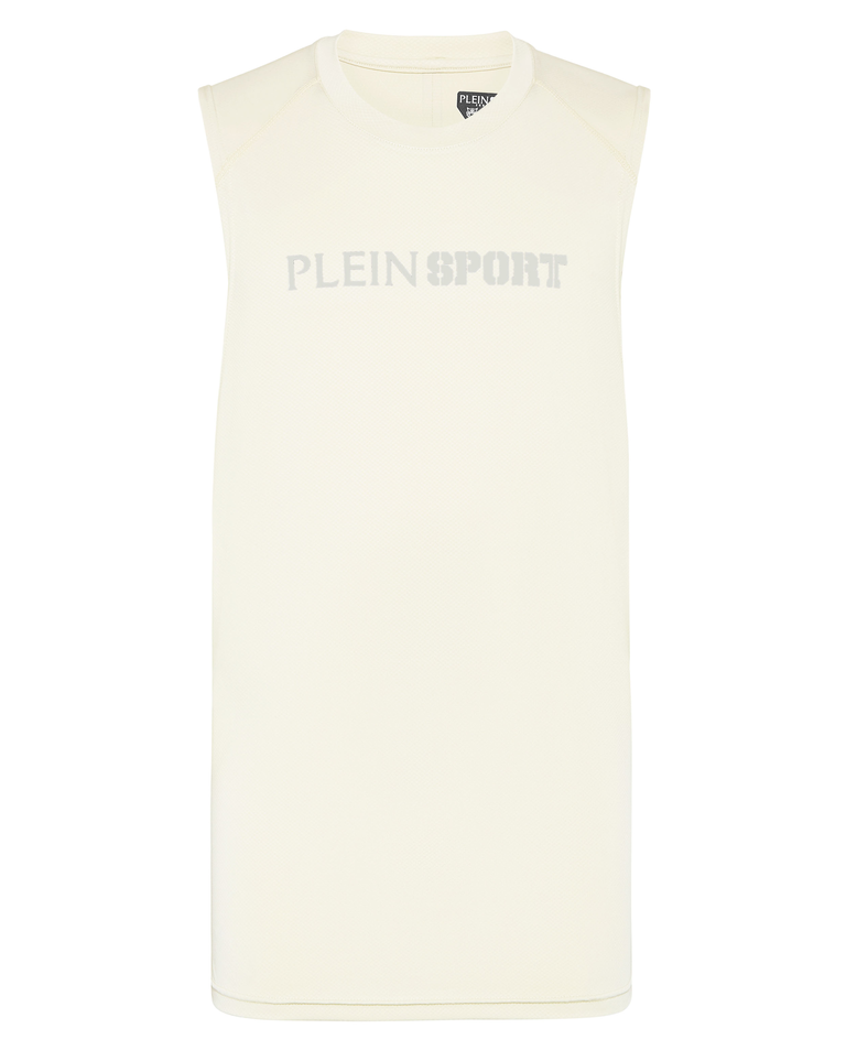 Kremowy tank top z logo - Image #1