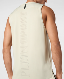 Kremowy tank top z logo - Image #4