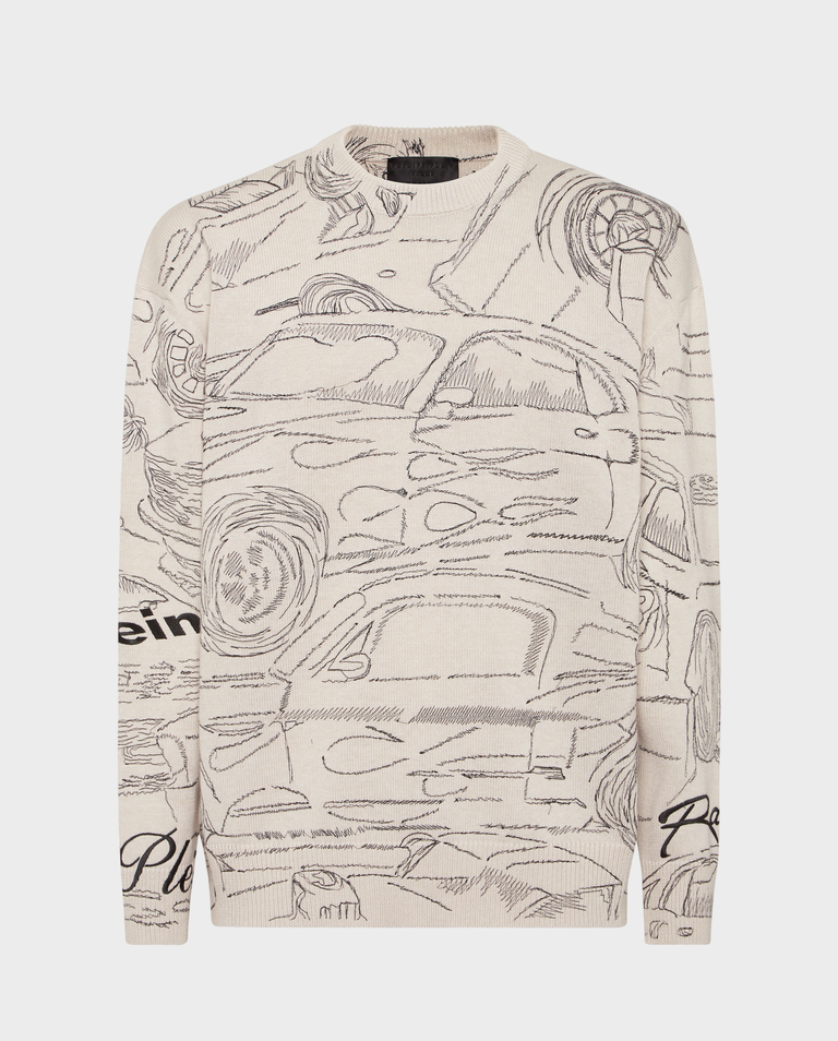 Wzorzysty beżowy sweter