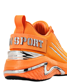 Pomarańczowe sportowe sneakersy z logo - Image #2