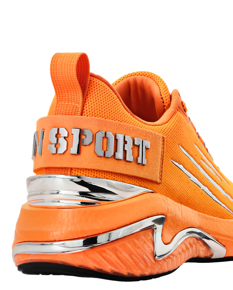 Pomarańczowe sportowe sneakersy z logo - Image #2