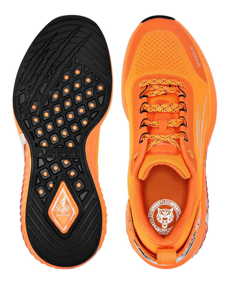 Pomarańczowe sportowe sneakersy z logo - Image #3