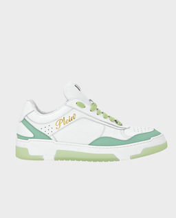 Biało-zielone skórzane sneakersy - Image #0