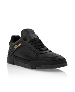 Czarne skórzane sneakersy - Image #1