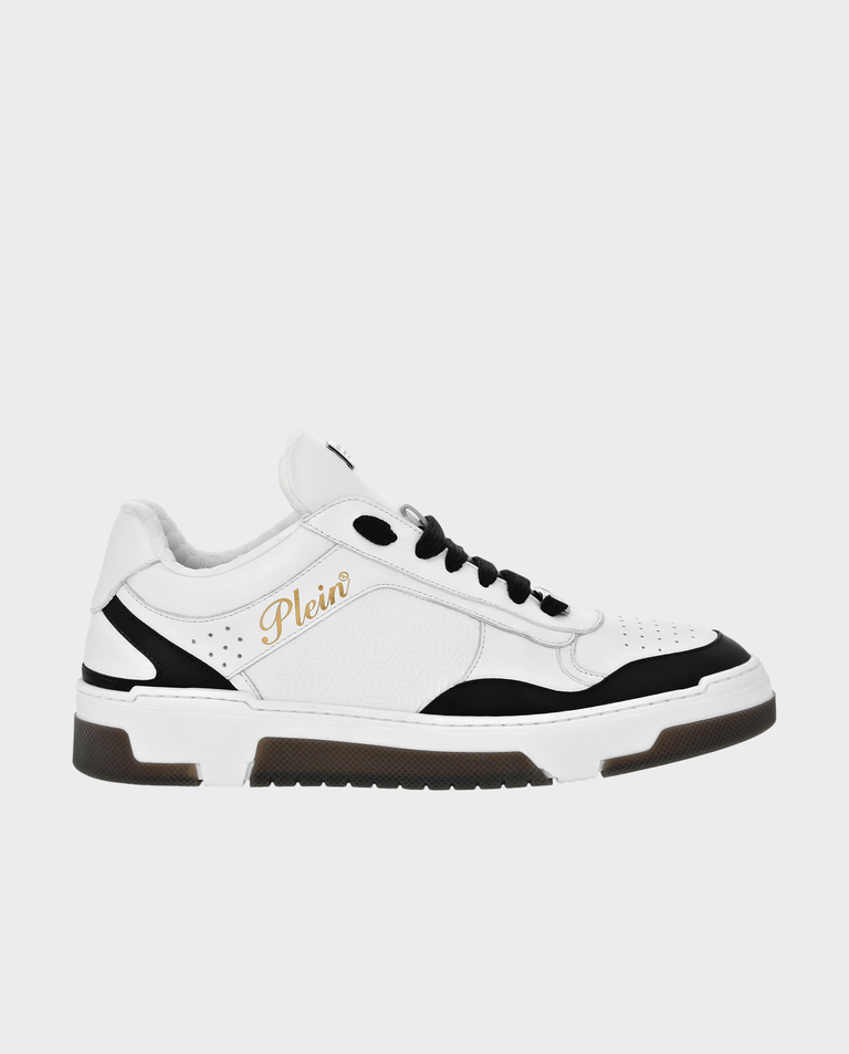 Biało-czarne skórzane sneakersy - Image #0