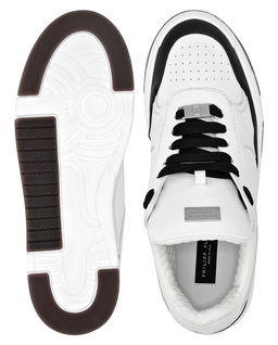 Biało-czarne skórzane sneakersy - Image #2