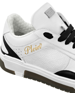 Biało-czarne skórzane sneakersy - Image #3