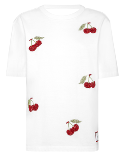 Biała koszulka z odkrytymi plecami Cherries - Image #1