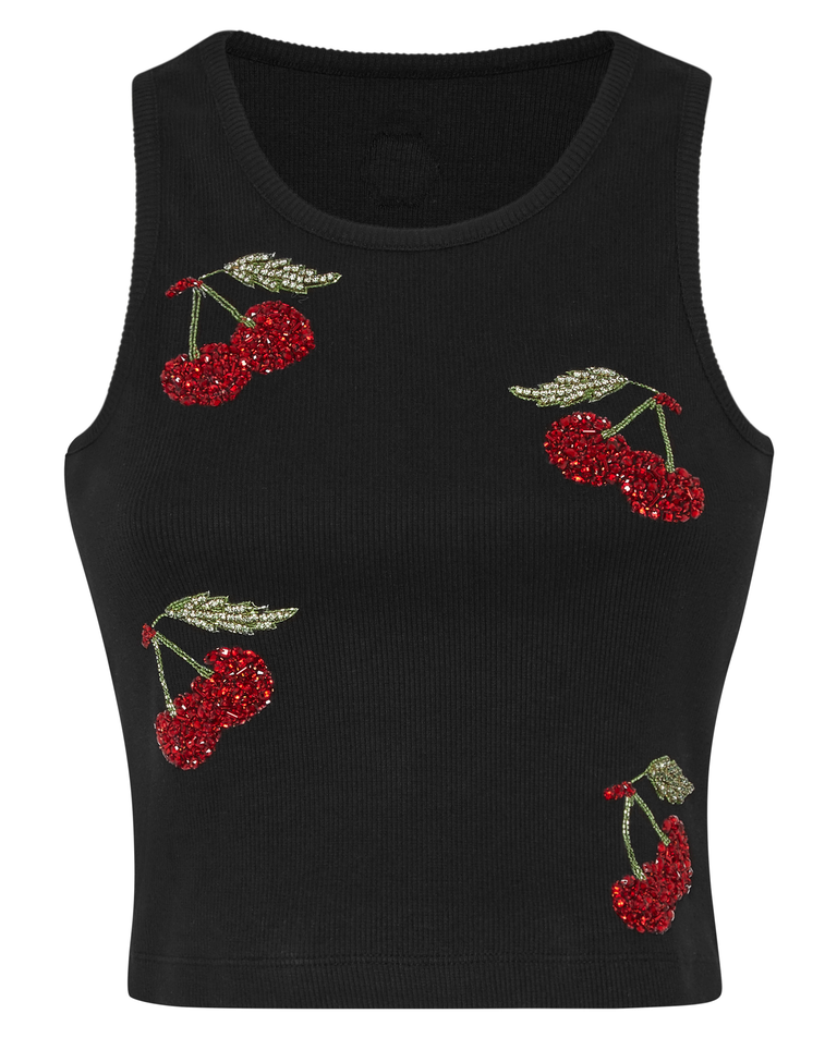 Czarny tank top Cherries - Image #1