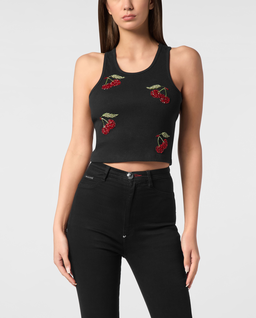 Czarny tank top Cherries - Image #0