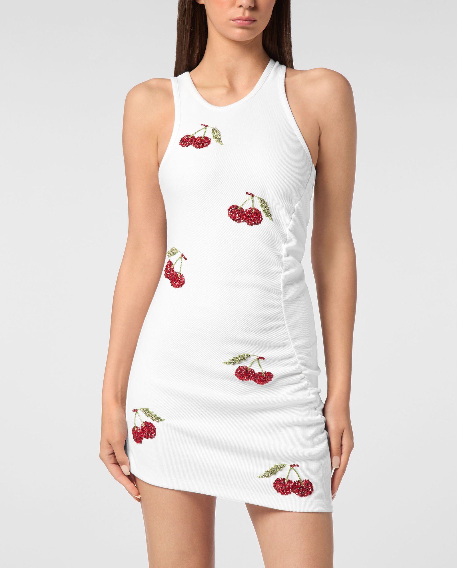 Biała sukienka mini Cherries - Image #2