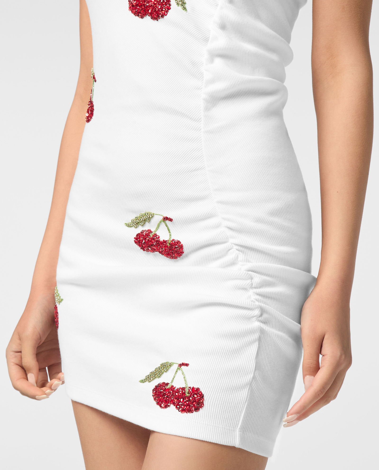 Biała sukienka mini Cherries - Image #4