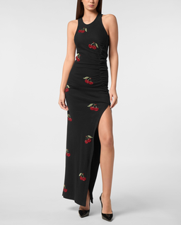 Czarna sukienka Cherries maxi - Image #0