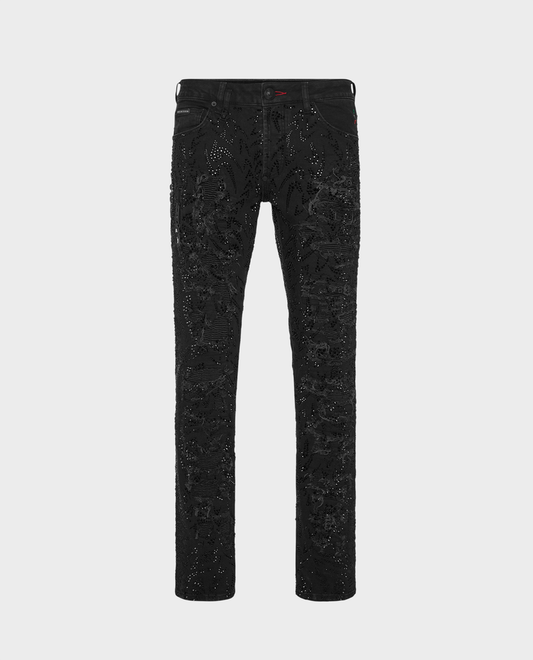 Czarne jeansy Rock Star Tribal Strass