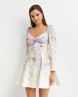 Lniana sukienka mini w kwiaty - Image #2