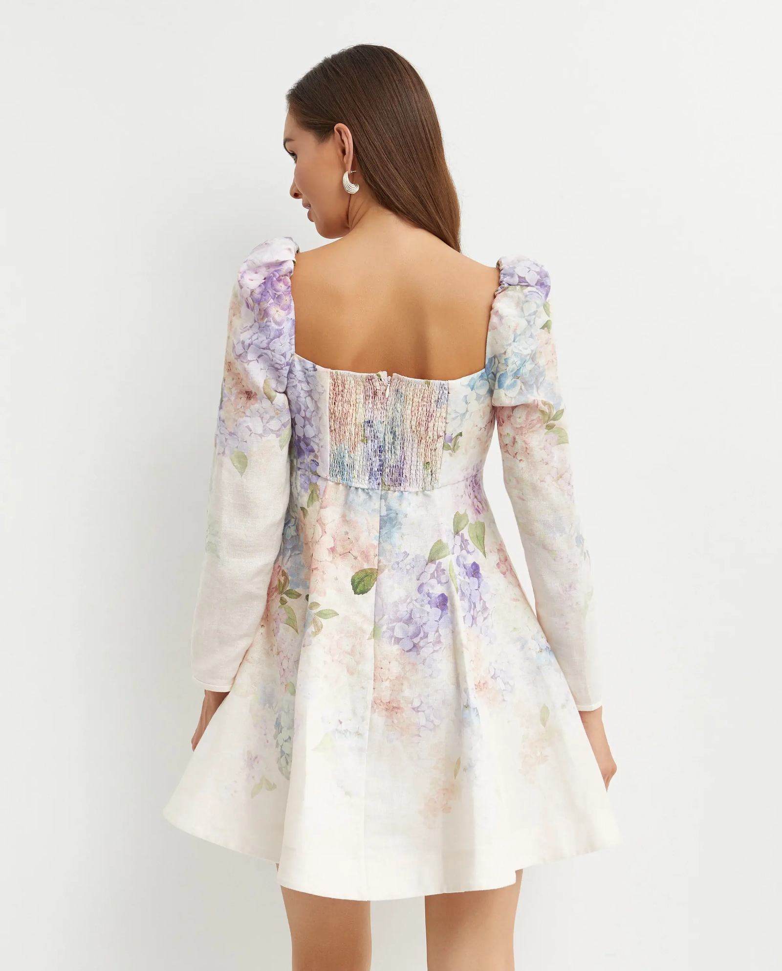 Lniana sukienka mini w kwiaty - Image #3