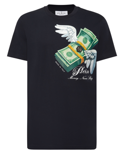 Granatowy t-shirt z nadrukiem Money - Image #1