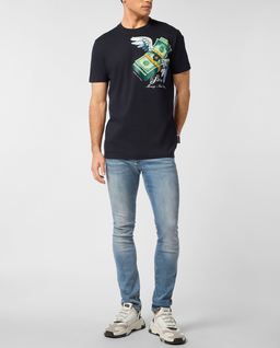 Granatowy t-shirt z nadrukiem Money - Image #2