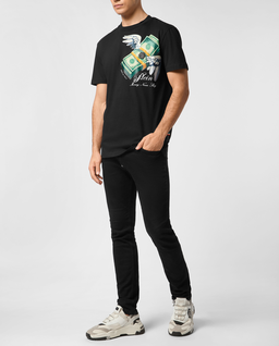 Czarny t-shirt z nadrukiem Money - Image #3