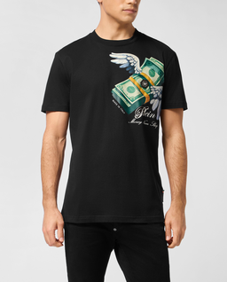 Czarny t-shirt z nadrukiem Money - Image #0