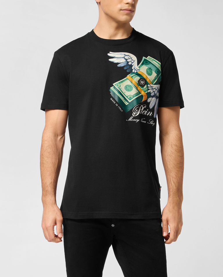 Czarny t-shirt z nadrukiem Money - Image #0