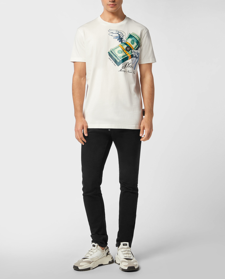 Biały t-shirt z nadrukiem Money - Image #3